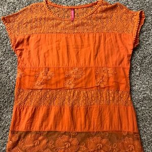 Ruby Ribbon Orange Lace Top